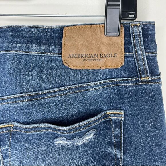 American Eagle Blue Extreme Flex 4 Distressed Skinny Jeans Size 33W 30L - Picture 6 of 13